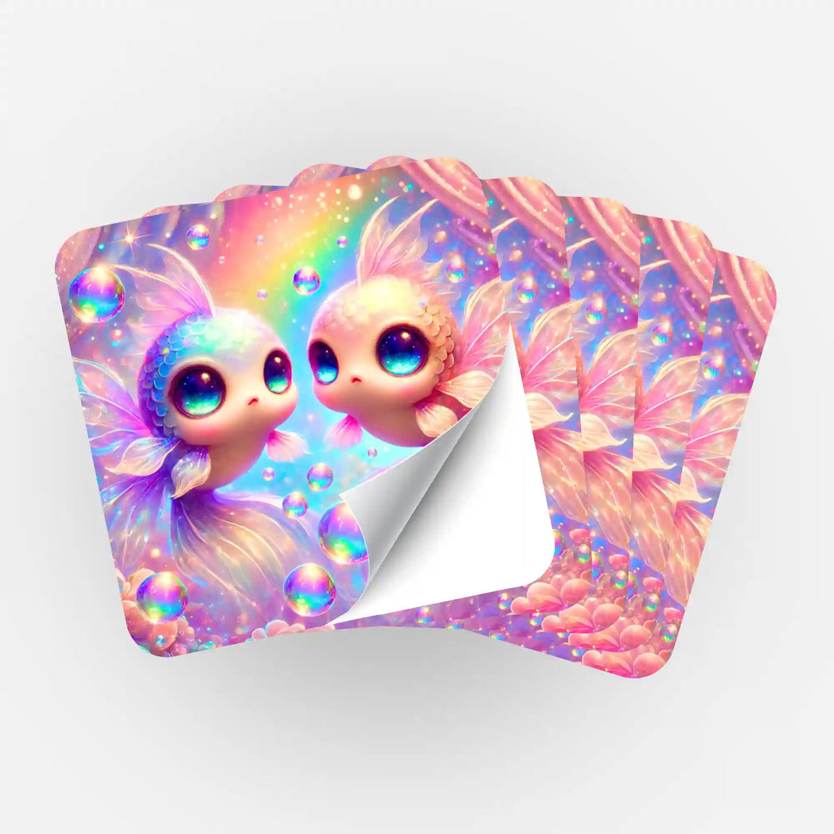 5er-Set Fairydust Aufkleber mit kawaii Fisch-Motiven zur Organisation deines Diamond Painting Zubehörs bei Picmondoo.