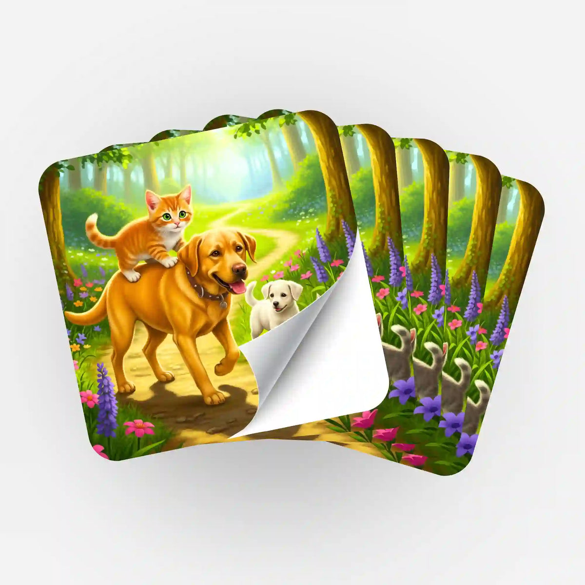 Picmondoo 5er-Set Waldspaziergang Sticker für Diamond Painting und Malen nach Zahlen mit süßen Tieren