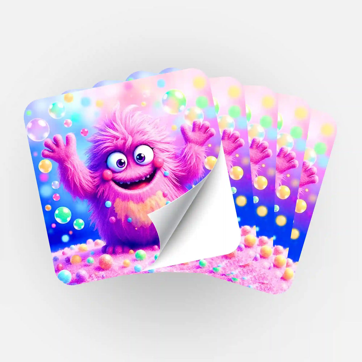 Fünfer-Set quadratische Sticker mit Eckbert-Motiv, perfekt zur Organisation für Diamond Painting Zubehör von Picmondoo.