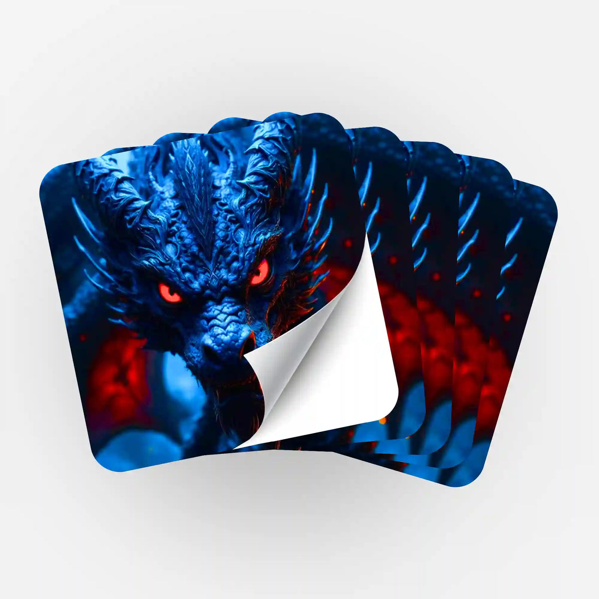 Picmondoo 5er-Set Aufkleber mit Red Eyes Dragon Motiv zur Organisation von Diamond Painting Steinchen