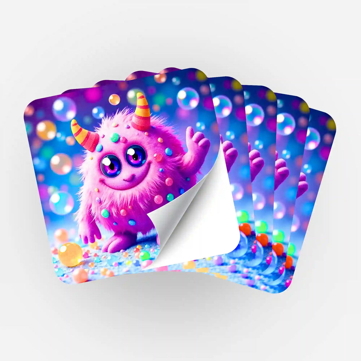 Picmondoo 5er-Set Sticker mit süßem pinken Monster für Diamond Painting und Bastelprojekte