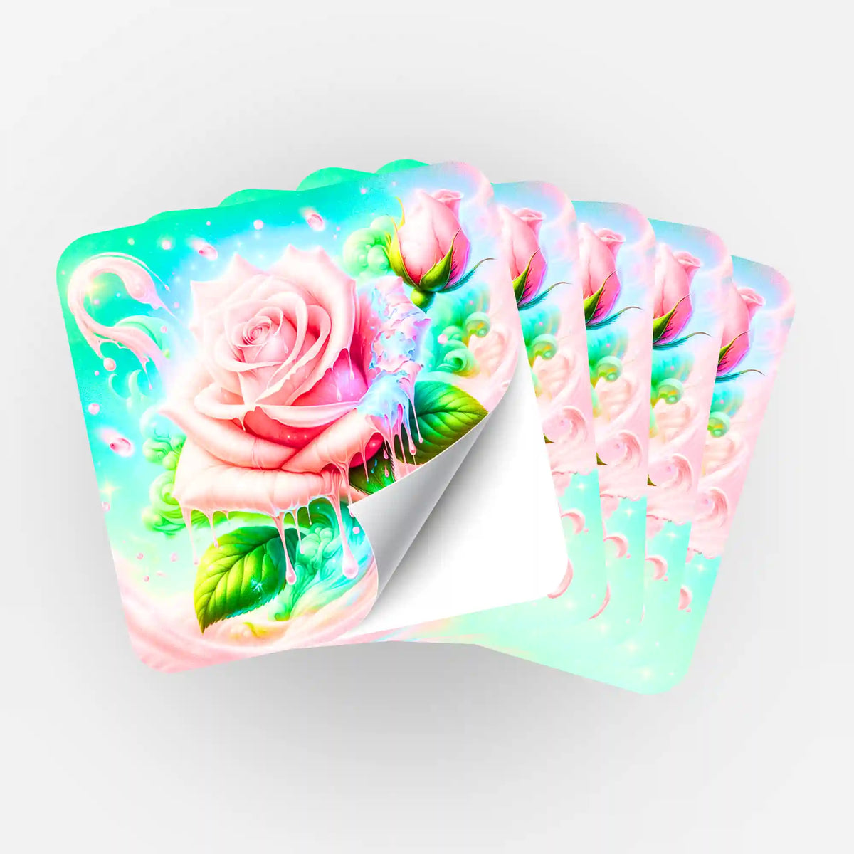 Picmondoo 5er-Set Sticker Candy Rose zur Organisation beim Diamond Painting mit farbenfrohem Rosenmotiv
