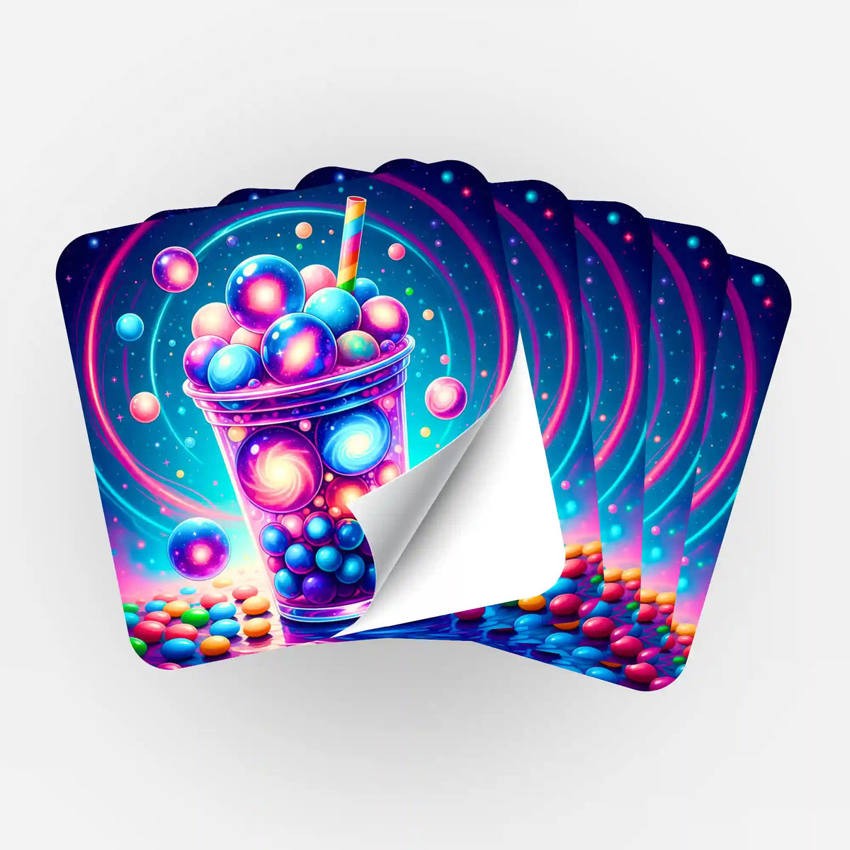 5er-Set Sticker Bubble Tea Universum für Diamond Painting Zubehör und Organisation