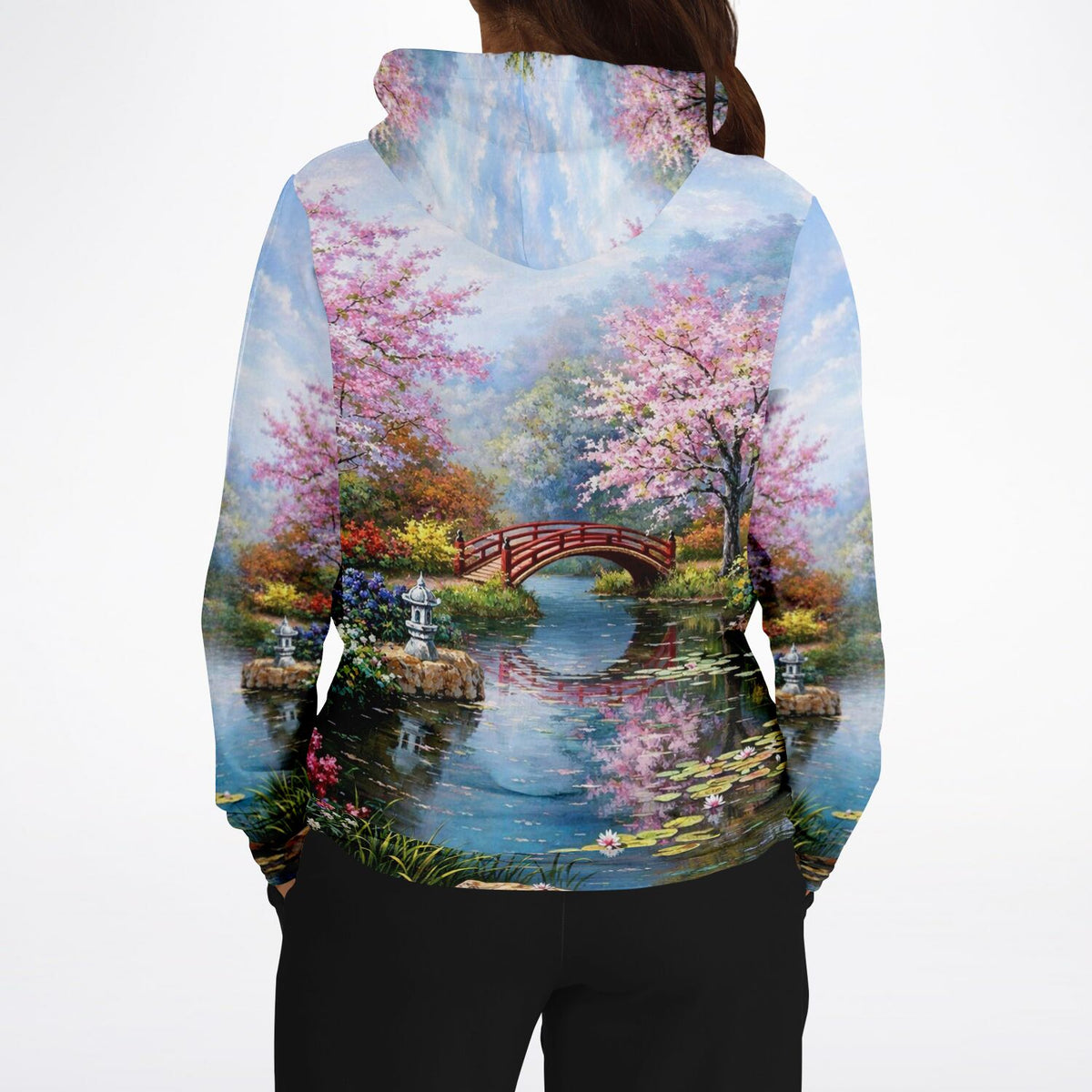 Hoodie mit chinesischem Garten Motiv, ideal für Fans von Malen nach Zahlen und Diamond Painting Kunstwerken