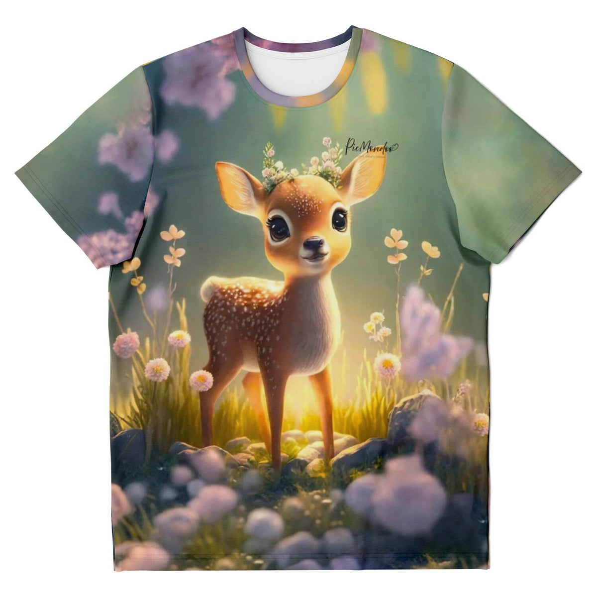 T-Shirt mit süßem Rehkitz Anabell Motiv, passend im Stil zu Diamond Painting und Malen nach Zahlen Kunstwerken.