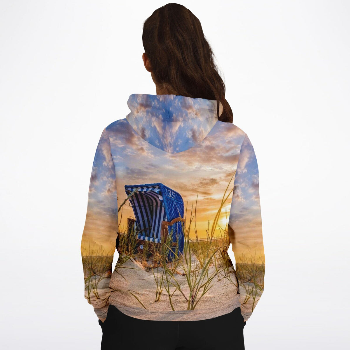 Dreamer Hoodie mit Strandkorb-Motiv, perfekt für Entspannung ähnlich kreativ wie Malen nach Zahlen oder Diamond Painting.