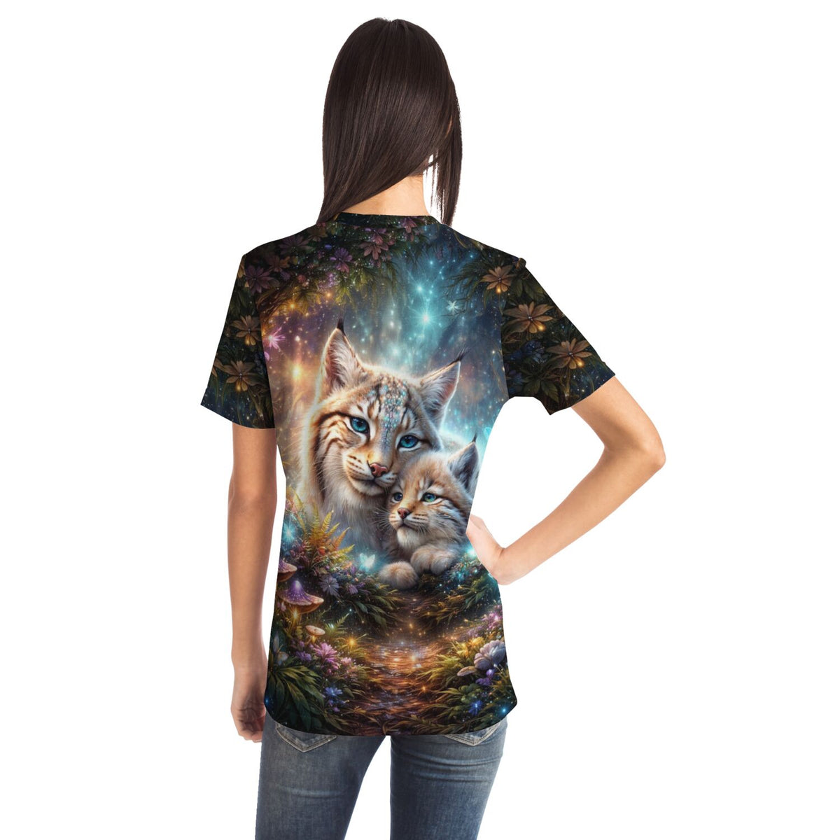 T-Shirt mit Luchs-Motiv Ich halte dich im magischen Wald-Design für Fans von Diamond Painting und Malen nach Zahlen