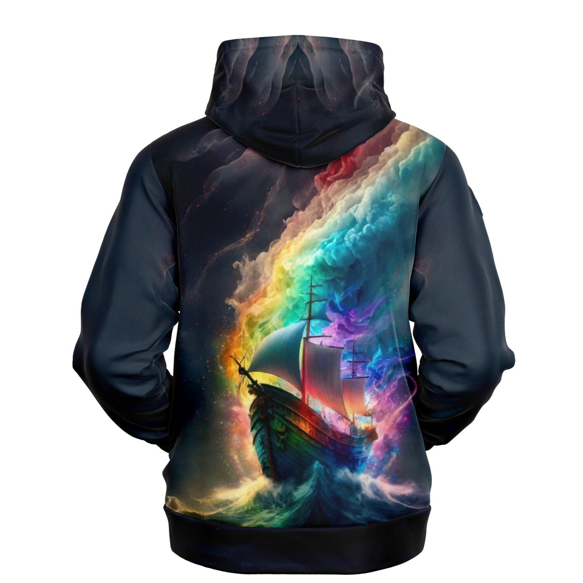 Dreamer Hoodie mit farbenfrohem Segelschiff-Motiv, das an den künstlerischen Stil von Diamond Painting erinnert