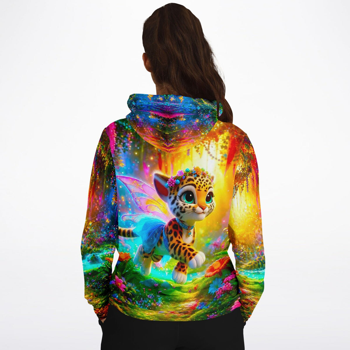 Dreamer Hoodie mit Tigerfee Finja Motiv, buntes Fantasy-Design im Stil beliebter Malen nach Zahlen und Diamond Painting Kunst