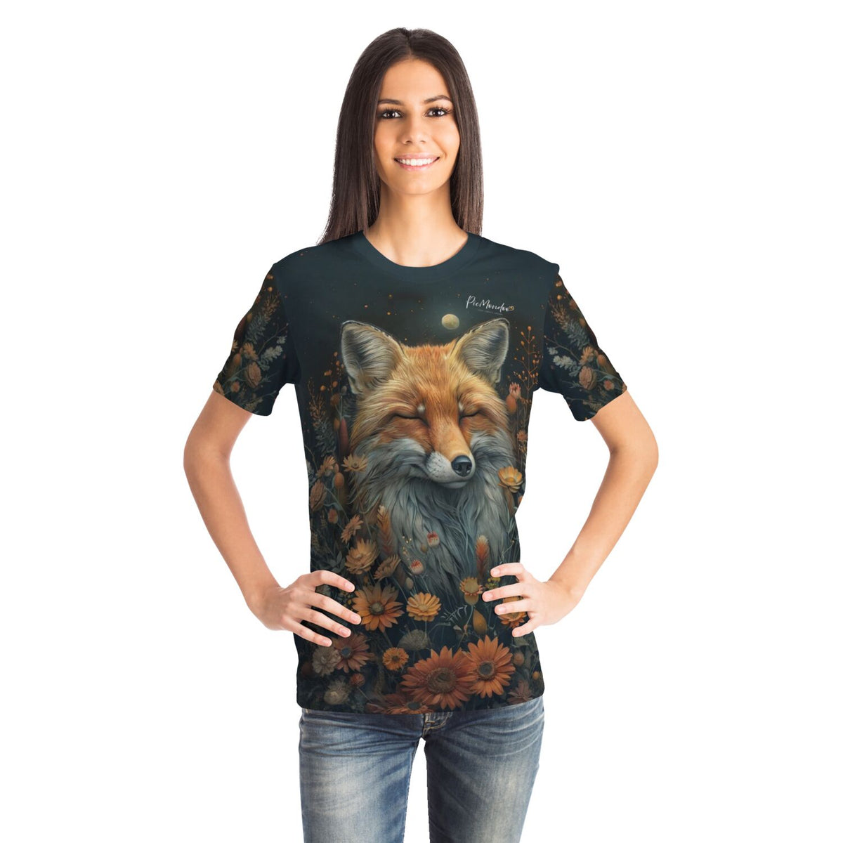 Frau trägt Dreamer T-Shirt mit Foxy Dreams Motiv, inspiriert durch Diamond Painting und Malen nach Zahlen Designs