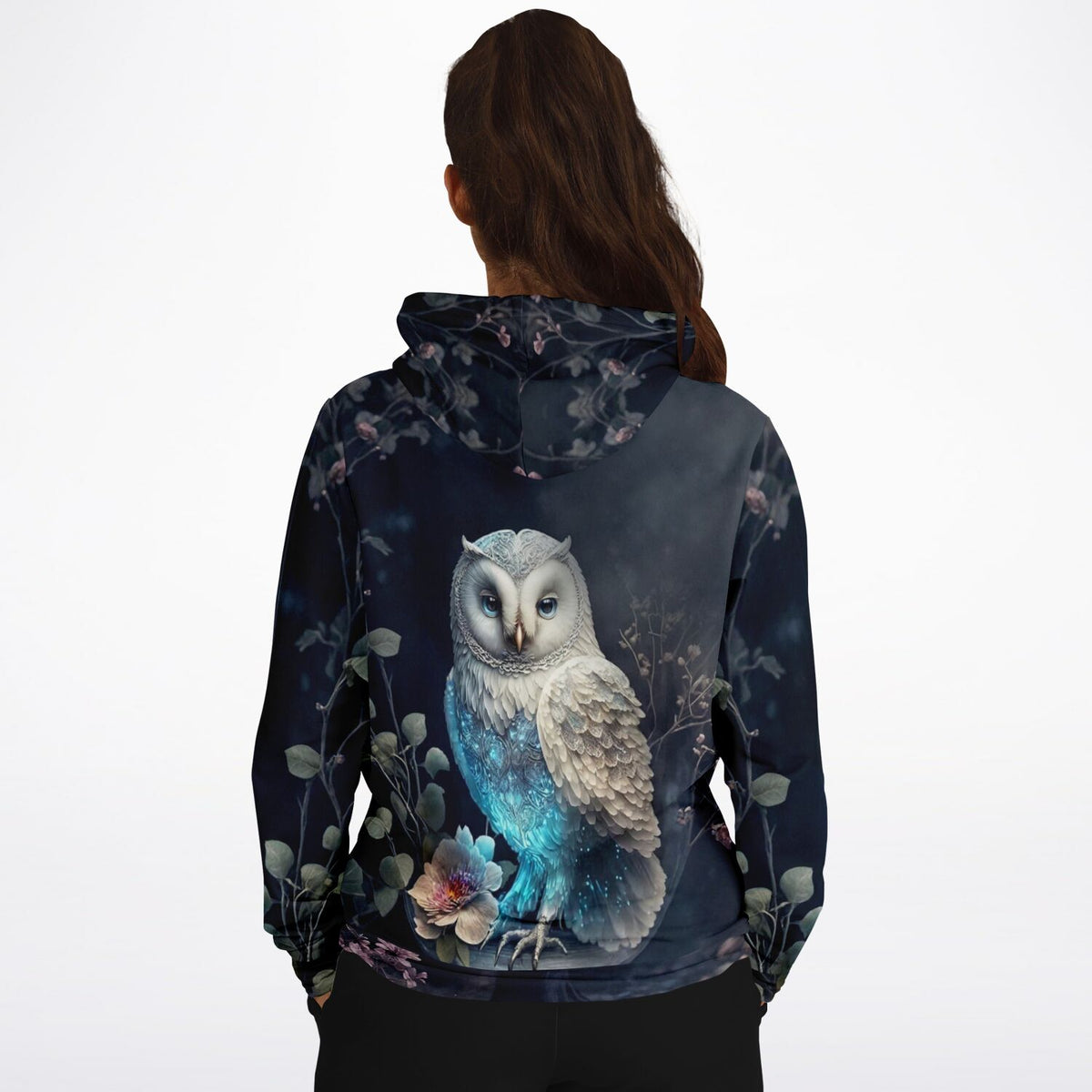 Dreamer Hoodie mit mystischem Eulen-Motiv im Stil von Diamond Painting Kunstwerken für kreative Erwachsene