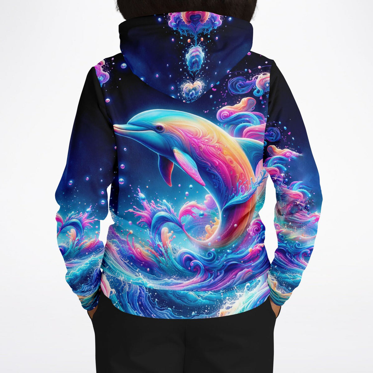 Hoodie mit Delfin im Farbenmeer-Print, ideal für Fans von Malen nach Zahlen und kreativen DIY-Motiven