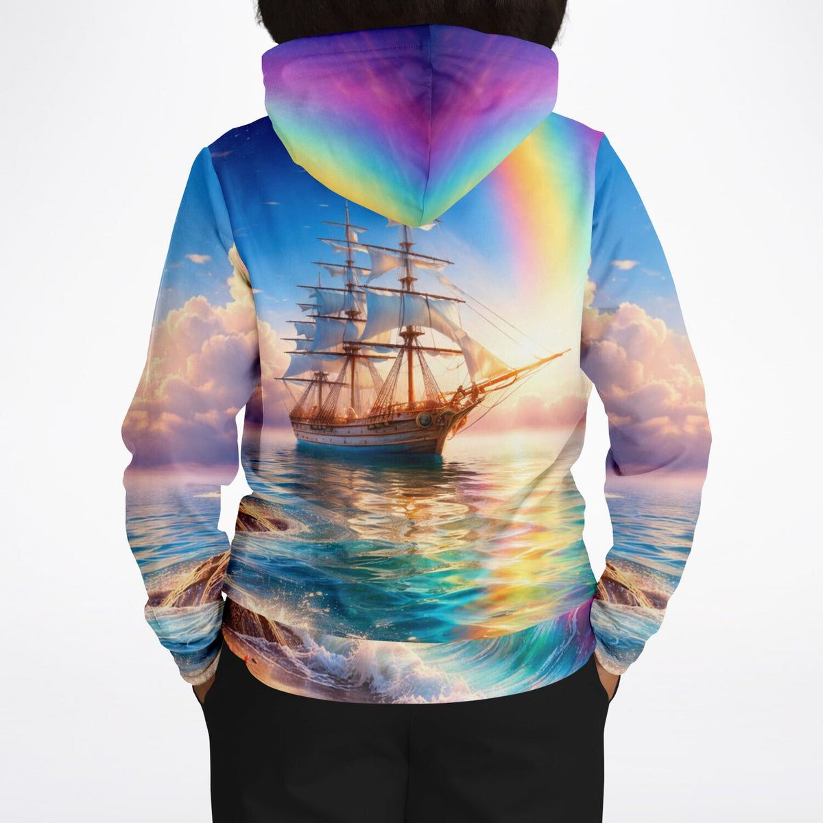 Dreamer Hoodie mit Segelschiff-Motiv auf Meer, inspiriert von Designs für Malen nach Zahlen und Diamond Painting