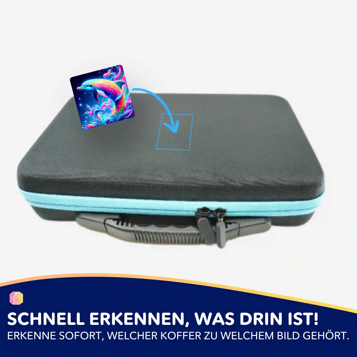 Bunter Delfin-Sticker für Diamond Painting Aufbewahrungskoffer zur Organisation von Diamanten Painting Sets