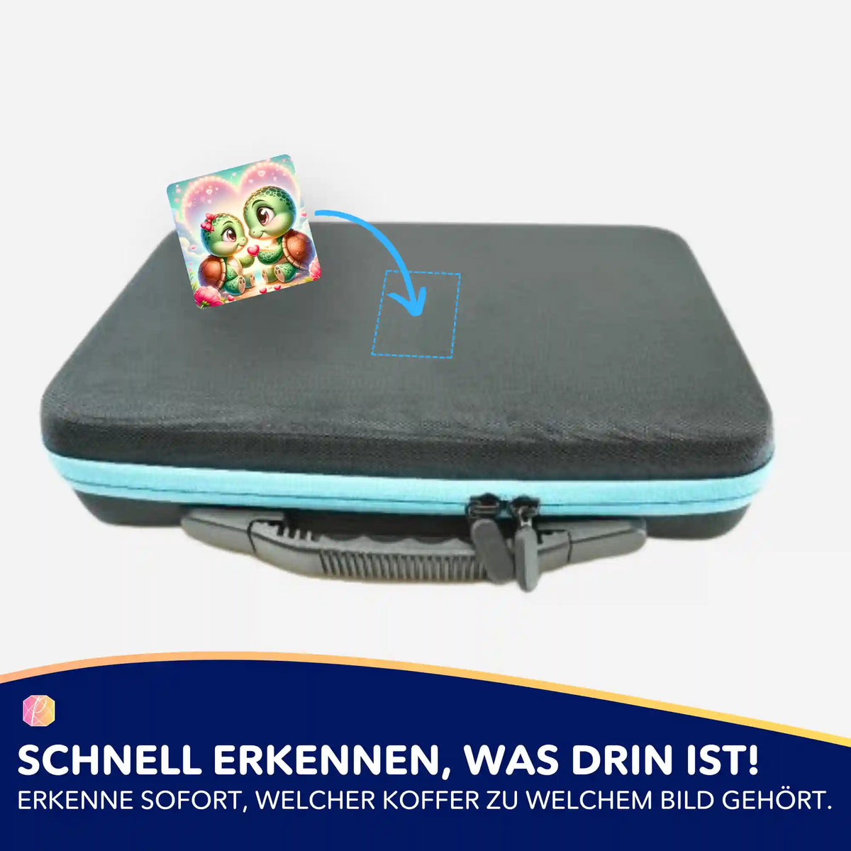 5er-Set Sticker für Diamond Painting Koffer mit Paul und Paulinchen Motiv zur Organisation von Kunstwerken