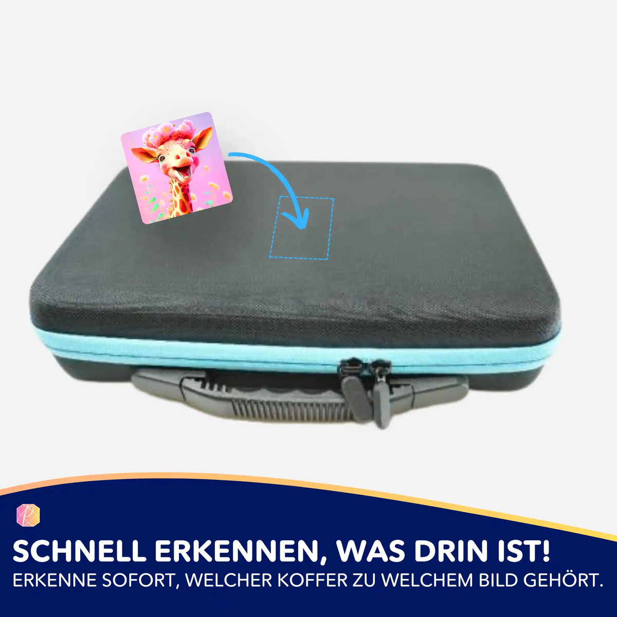 Fröhliche Giraffen-Aufkleber zur Organisation von Diamond Painting Koffern und Zubehörsets für kreative Bastler