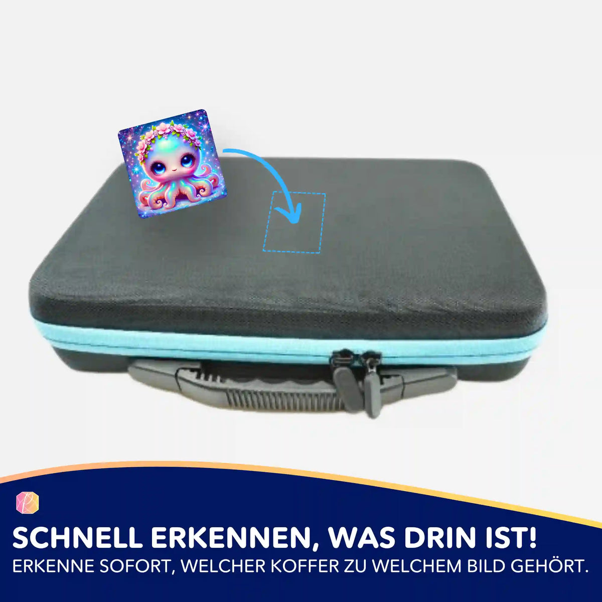 Picmondoo Sticker für Diamond Painting Aufbewahrungskoffer zur Organisation deiner DIY-Sets mit Tinty Oktopus Motiv
