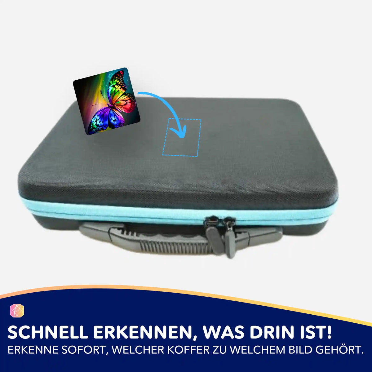 Bunter Schmetterling Aufkleber zur Organisation von Diamond Painting Koffern und Zubehör für dein Hobby.