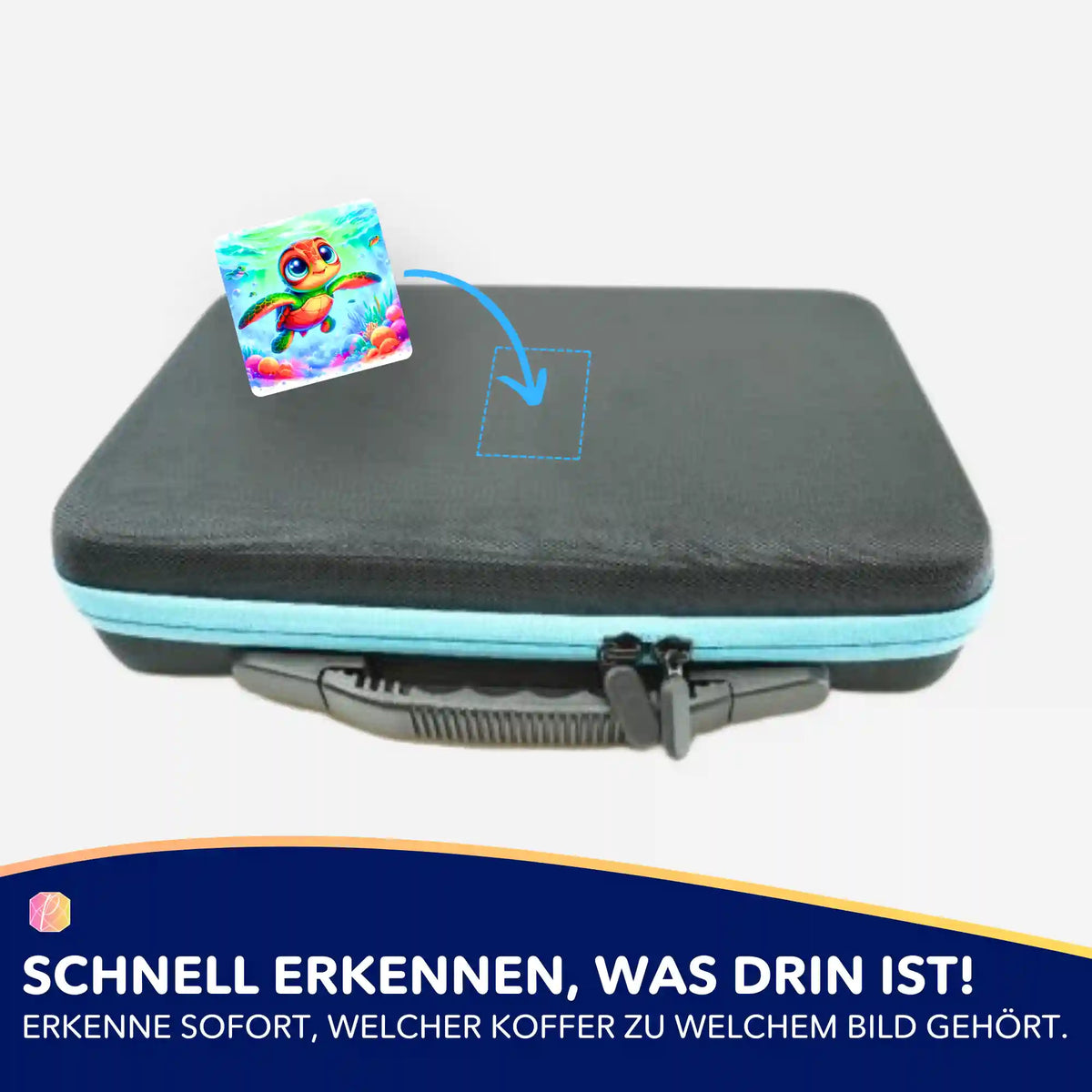 Picmondoo Aufkleber für Diamond Painting Koffer mit Lotta Meeresschildkröte Motiv zur einfachen Organisation
