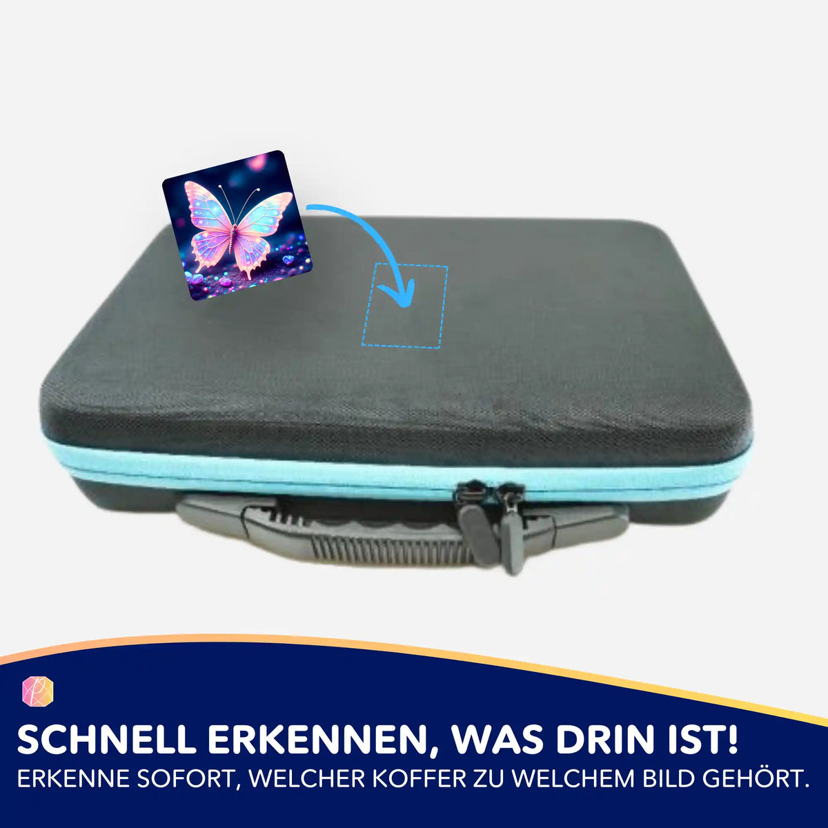 Schmetterling Motiv-Aufkleber zur Organisation von Diamond Painting Koffern und Zubehör für dein Diamond Painting Hobby.