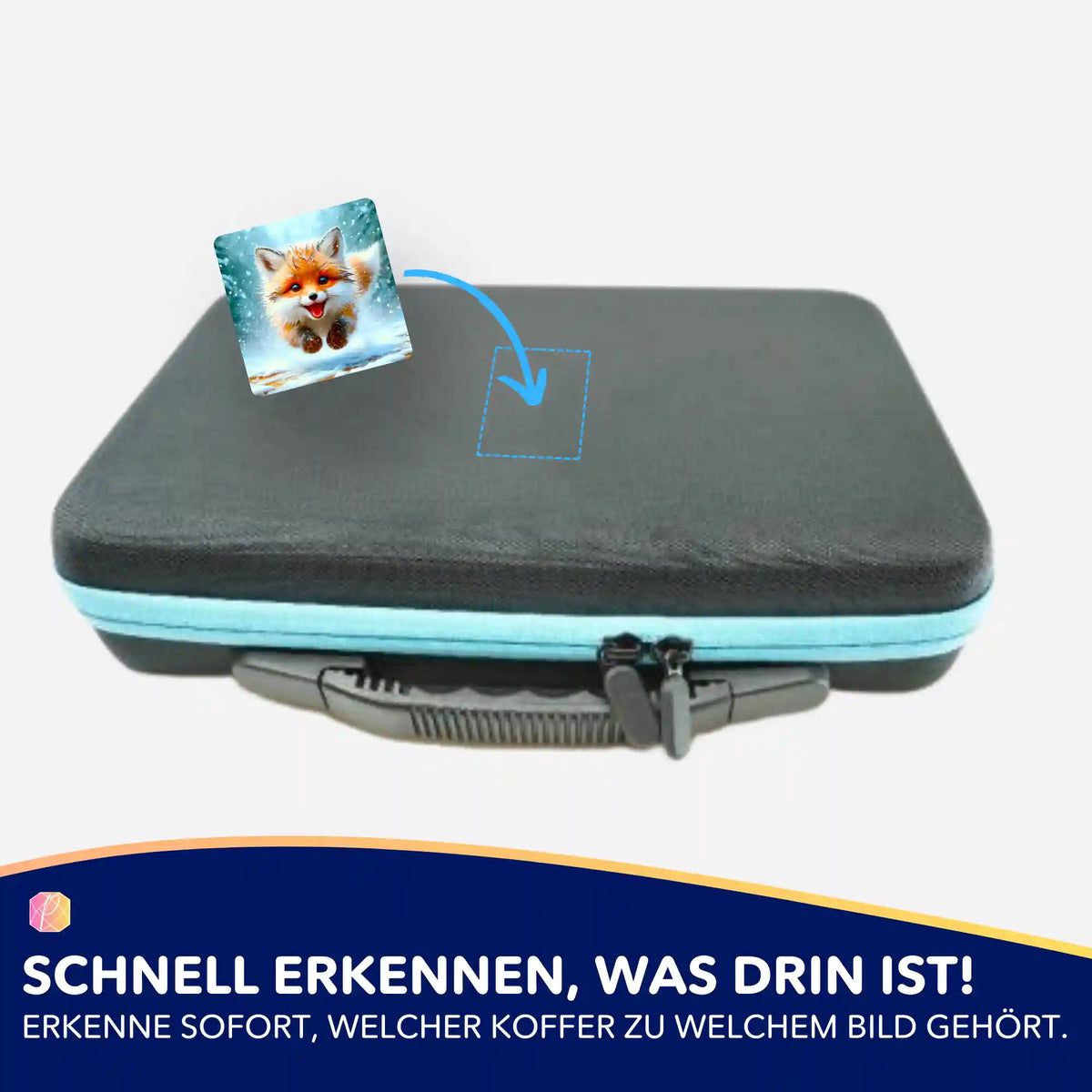Fuchs-Sticker zur Organisation von Diamond Painting Zubehörkoffern für mehr Ordnung bei deinem Bastelset.