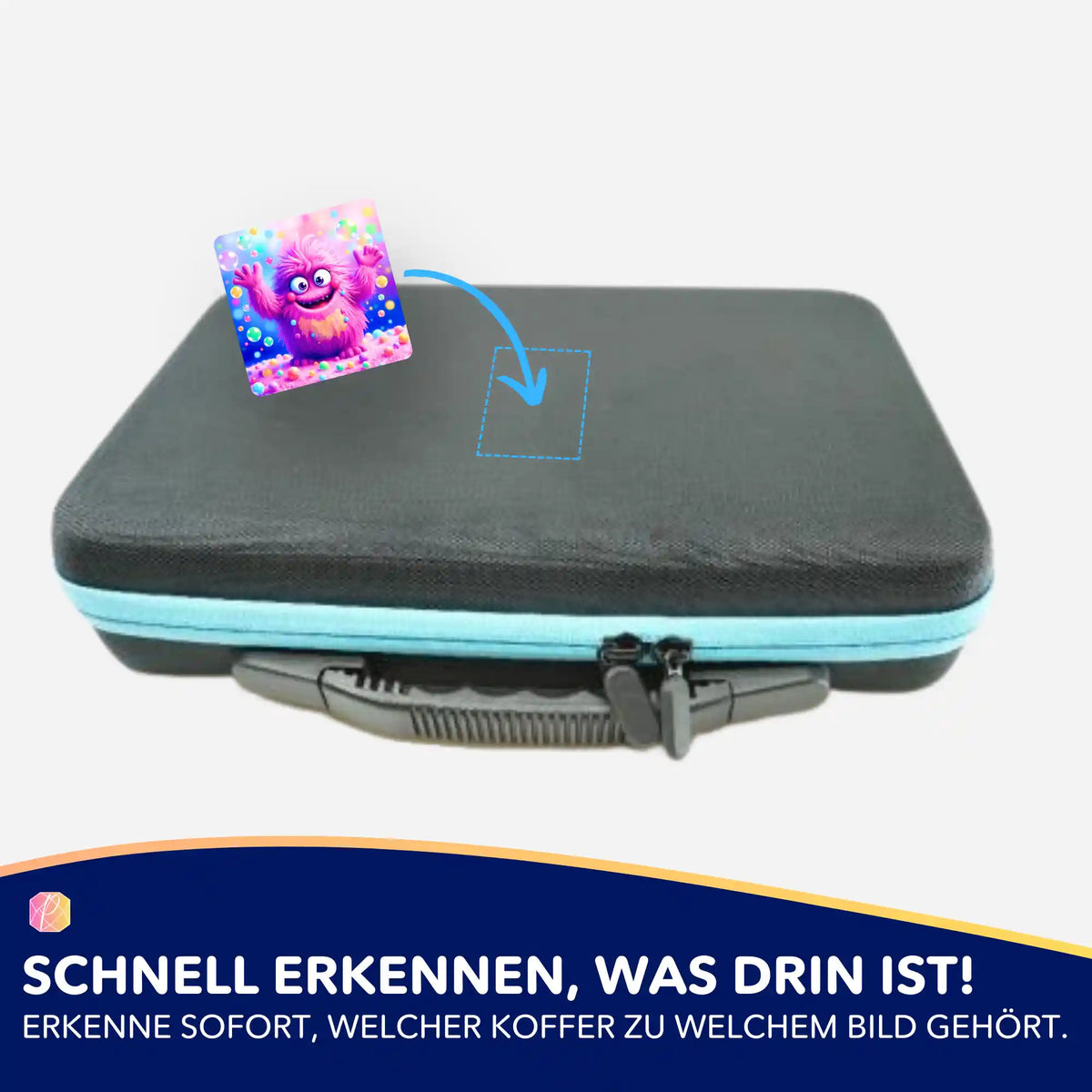 Picmondoo Aufkleber-Set zur Organisation von Diamond Painting Koffern mit süßem Eckbert Monster Motiv