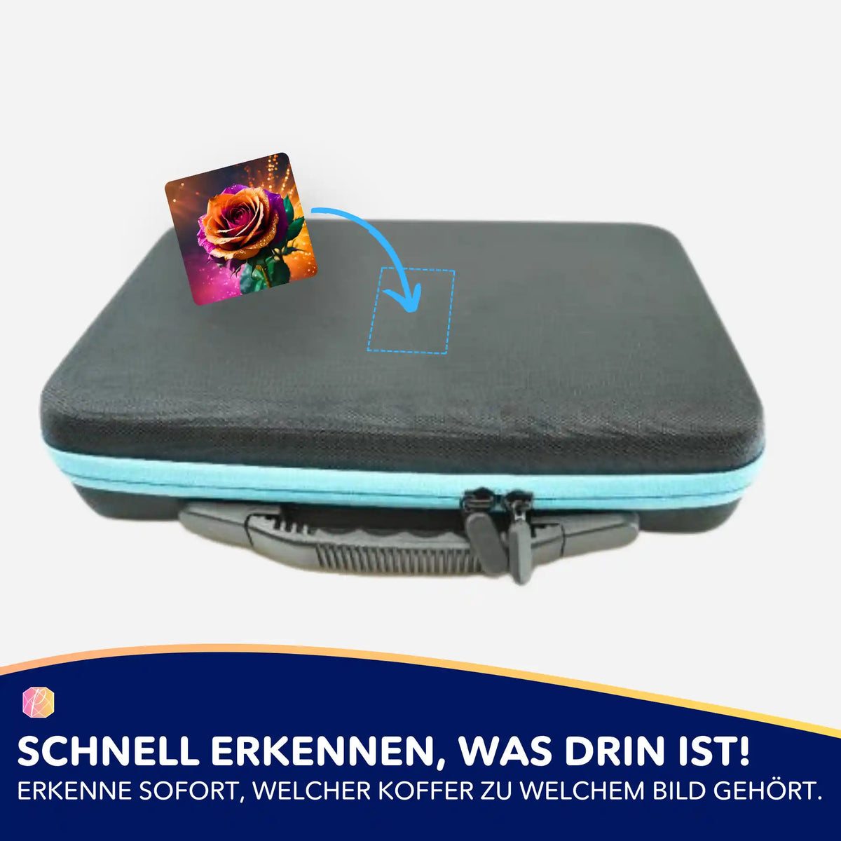 Picmondoo Aufkleber für Diamond Painting Koffer mit Colorful Rose Motiv zur einfachen Organisation deiner Bastelsets