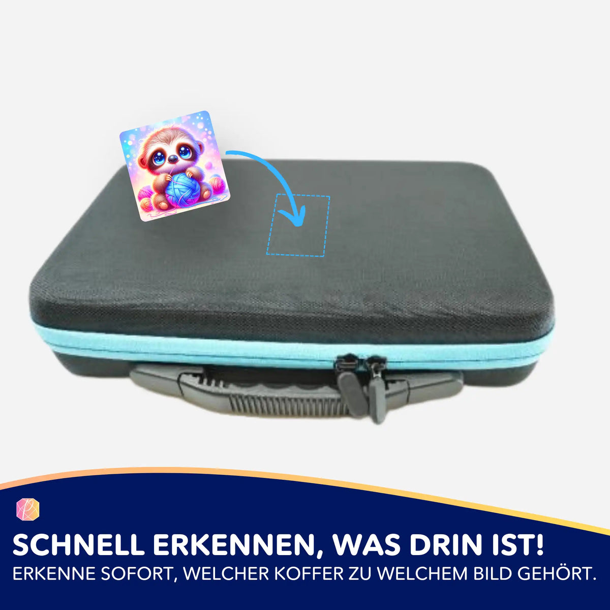 Picmondoo Aufkleber für Diamond Painting Koffer zur Organisation von Bastelsets mit süßem Wollo-Motiv