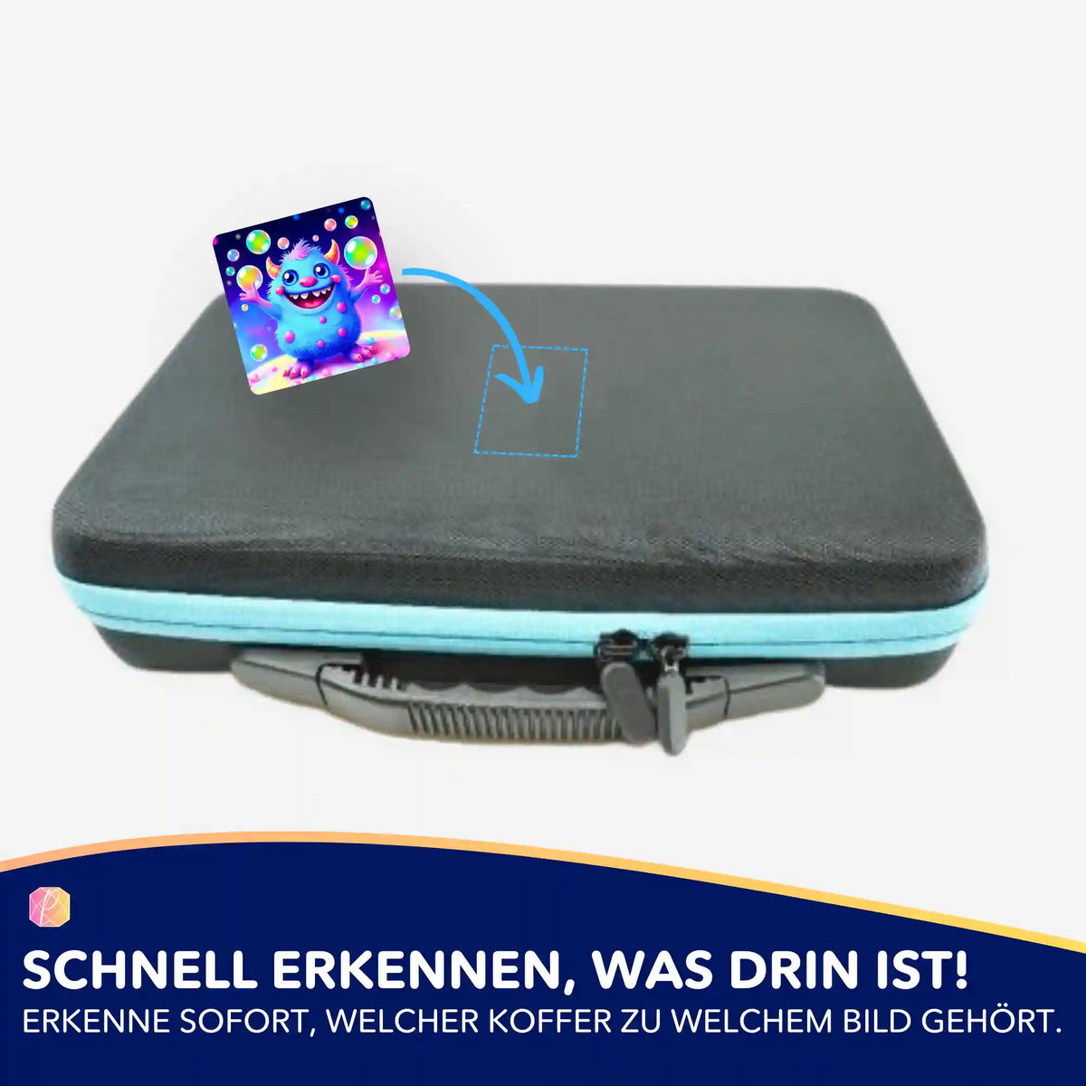 5er-Set Aufkleber zur Organisation von Diamond Painting Koffern mit buntem Monster-Motiv für besseren Überblick