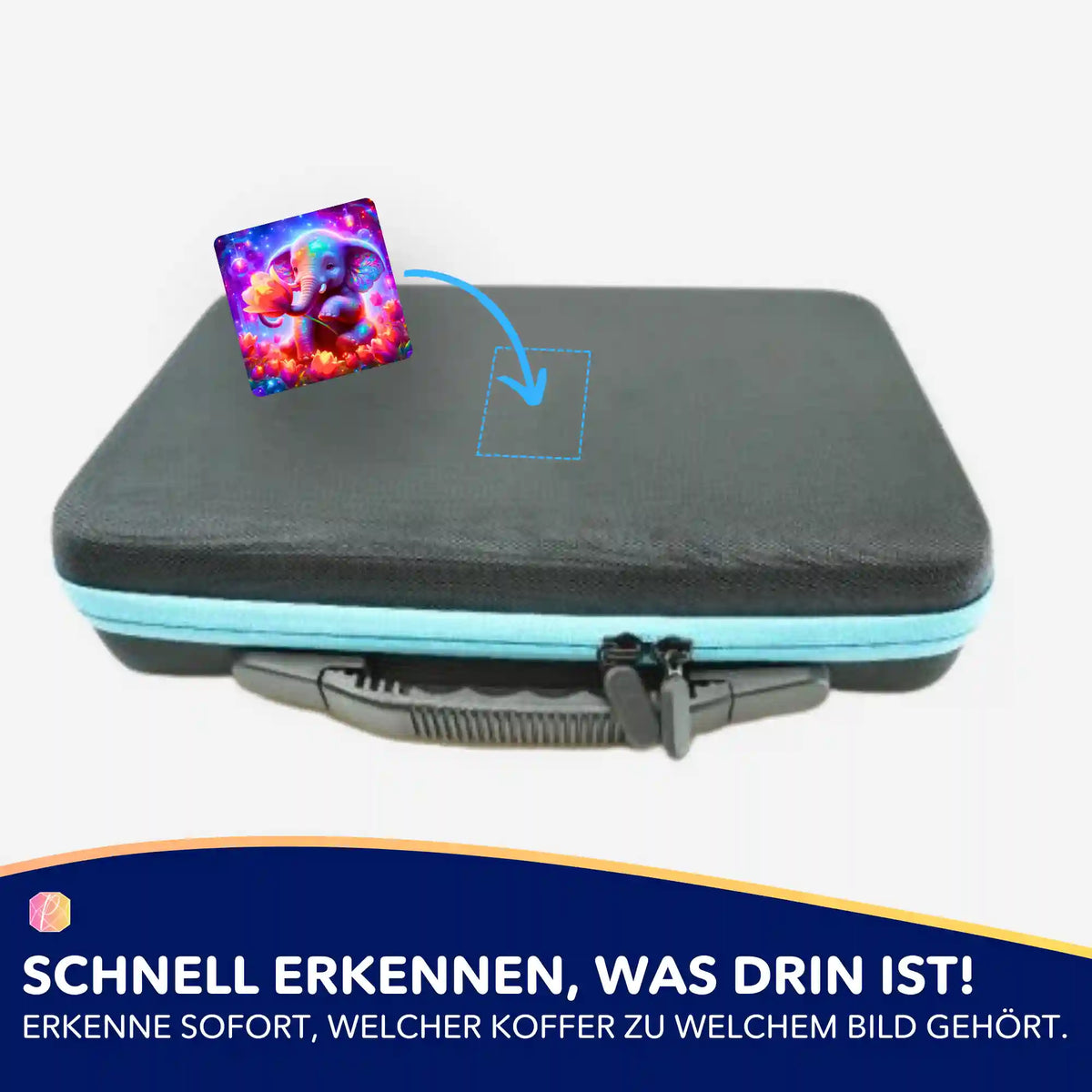 Picmondoo Aufkleber-Set für Diamond Painting Koffer mit buntem Elefantenmädchen-Motiv zur Kennzeichnung