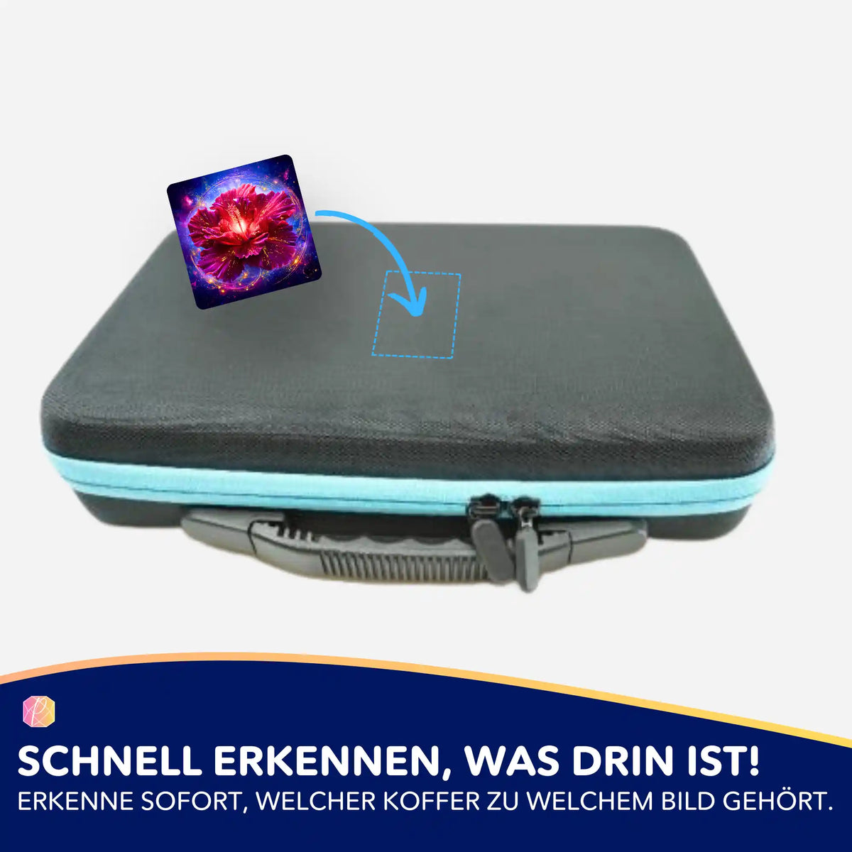 Diamond Painting Aufkleber zur Beschriftung eines Aufbewahrungskoffers für Diamanten Painting Zubehör und Motive.