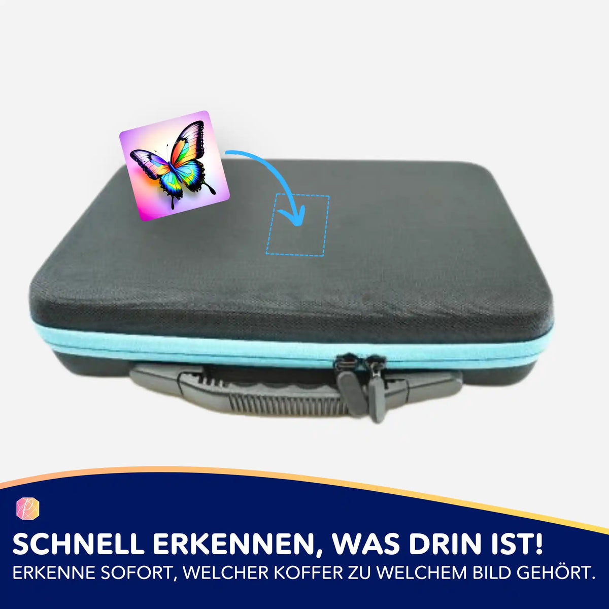 Bunter Schmetterling-Aufkleber für Diamond Painting Koffer zur Sortierung von Motiven und Zubehör