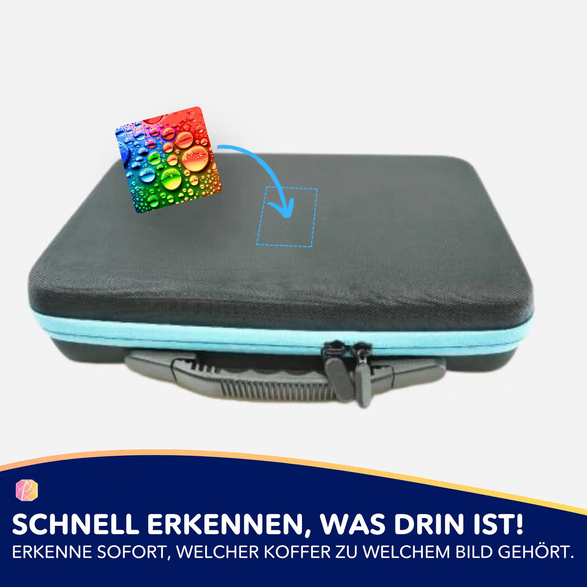Bunter Raindrops-Aufkleber zur Organisation von Diamond Painting Koffern und Zubehör für dein Hobby.