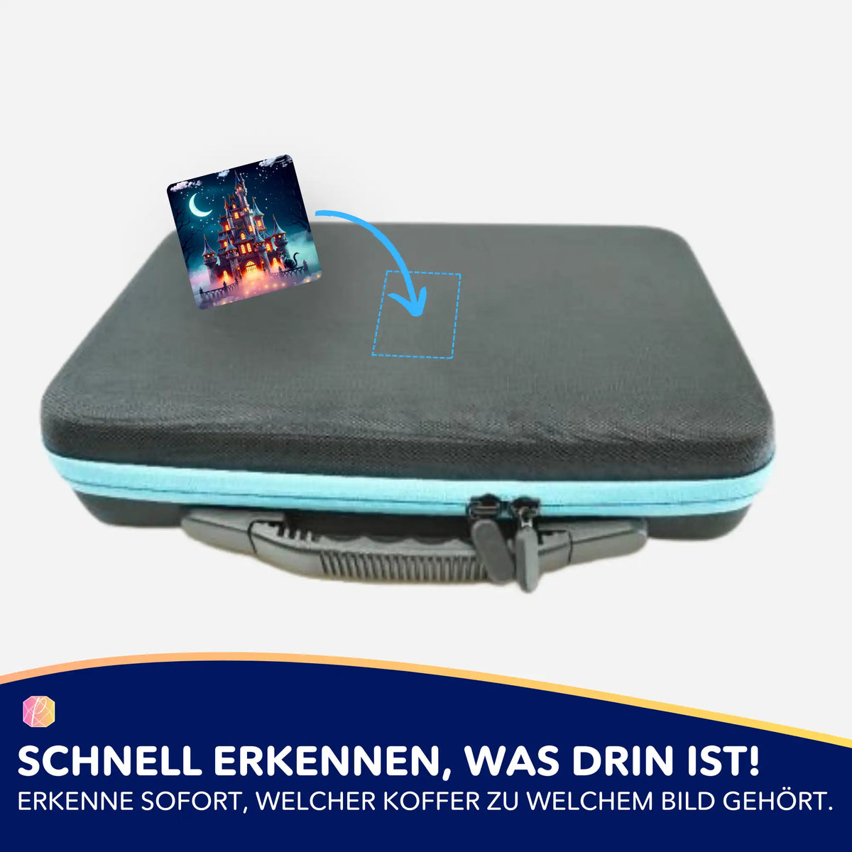 Picmondoo Aufkleber-Set für Diamond Painting Koffer mit Nachtschloss Motiv zur Organisation deines Zubehörs