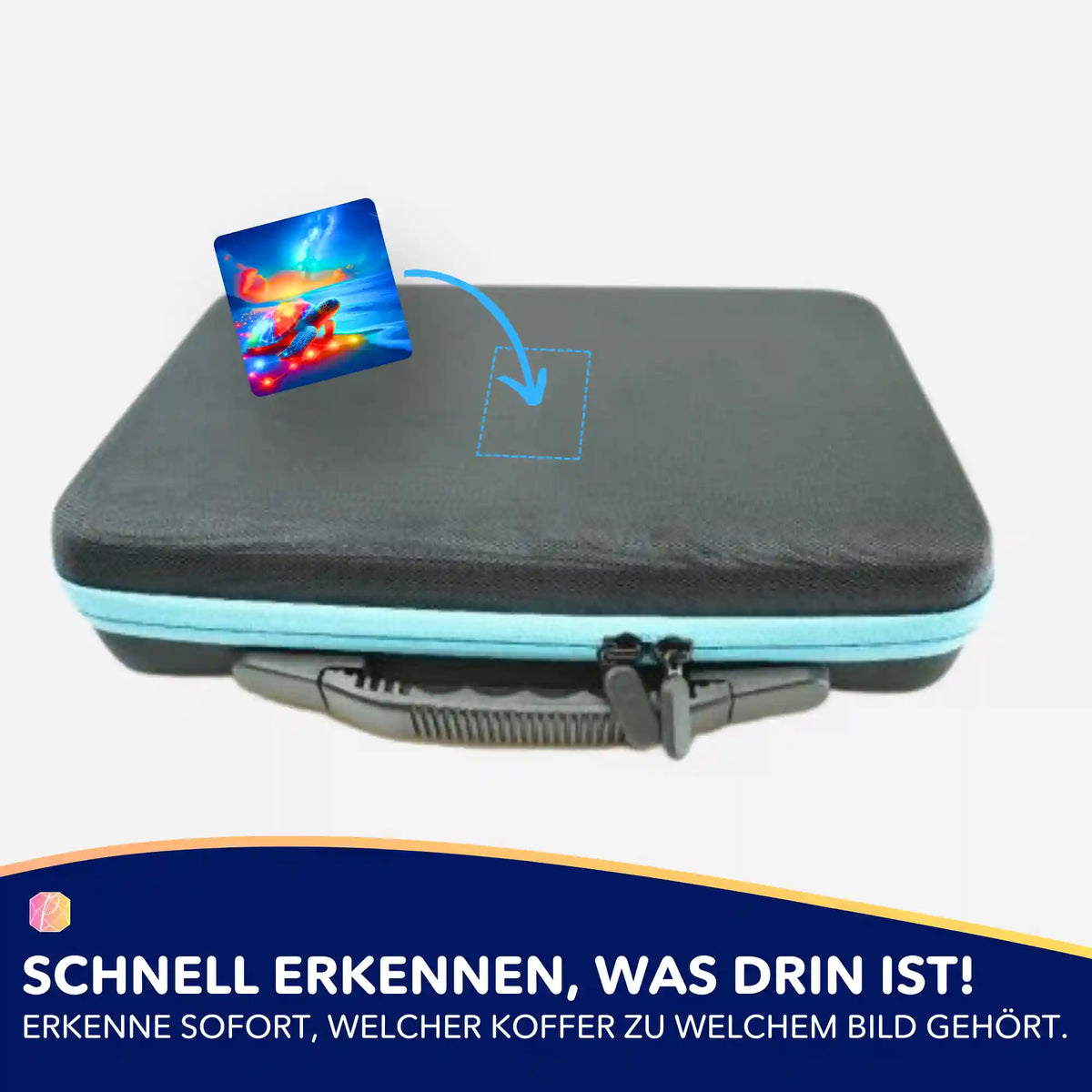 Bunter Schildkröten-Sticker zur Organisation von Diamond Painting Koffern für die übersichtliche Aufbewahrung.