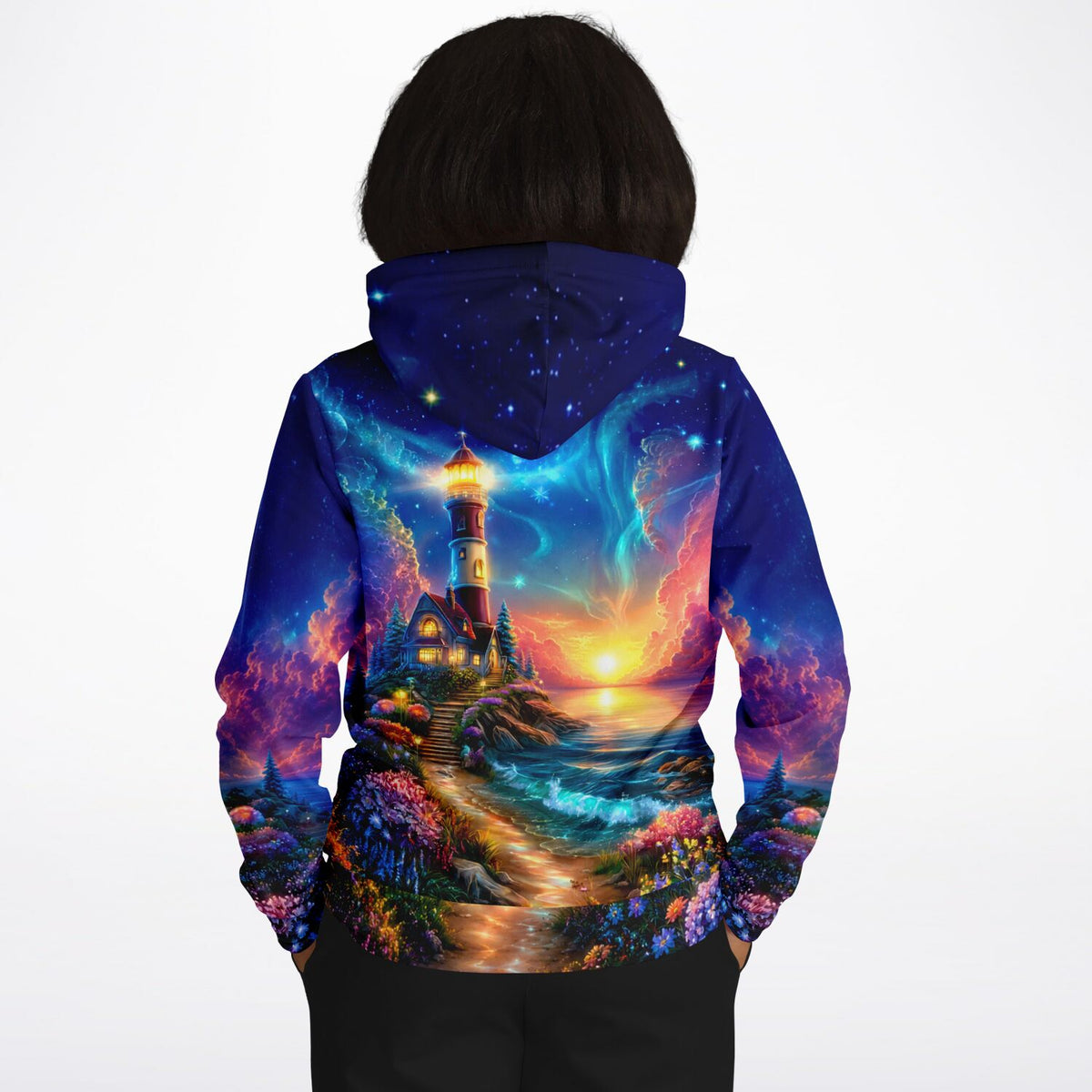 Dreamer Hoodie mit Leuchtturm Motiv im Stil von Diamond Painting und Malen nach Zahlen für Erwachsene