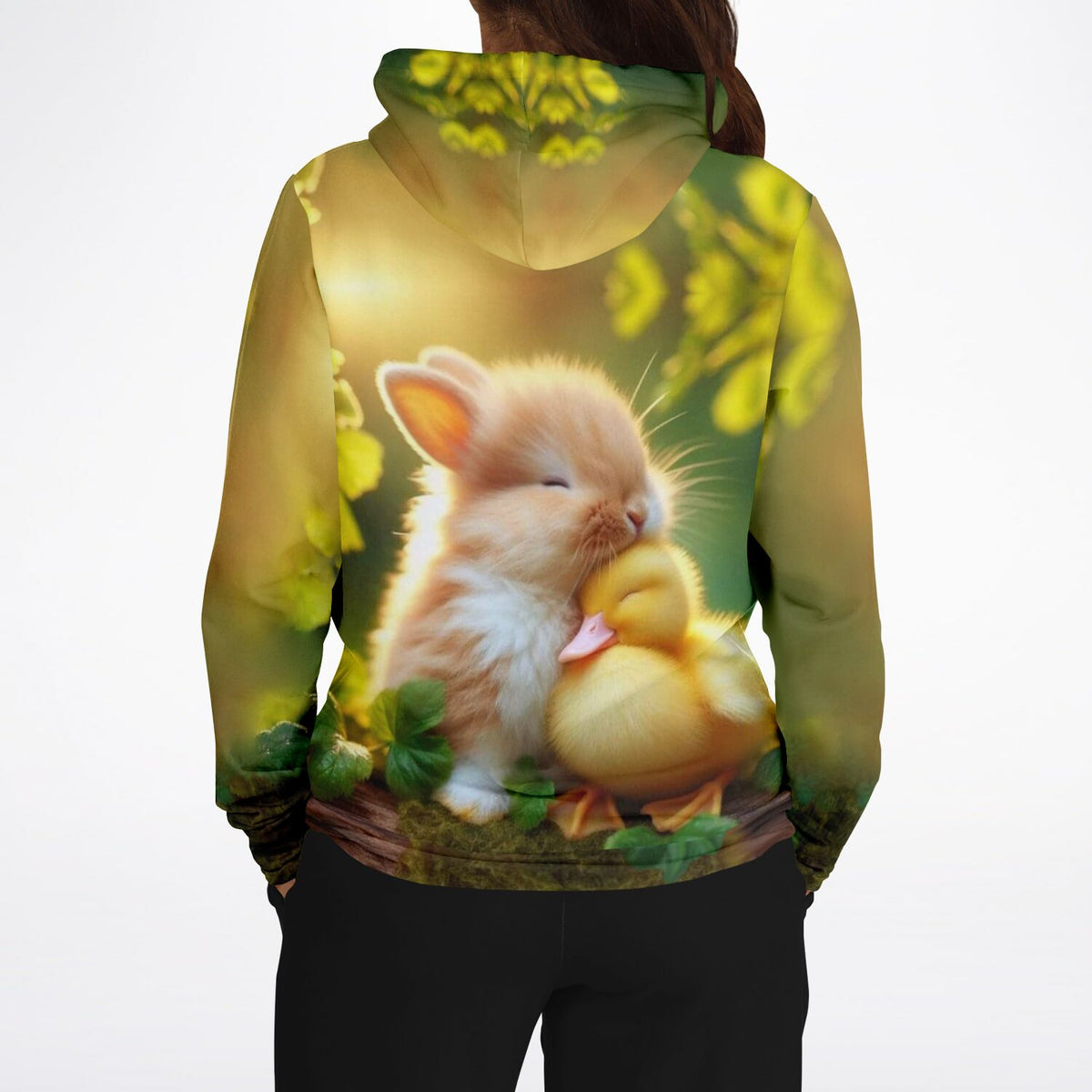Dreamer Hoodie mit niedlichem Hasen und Entenküken Print, Friendship Design für Fans von Diamond Painting und Kunst.
