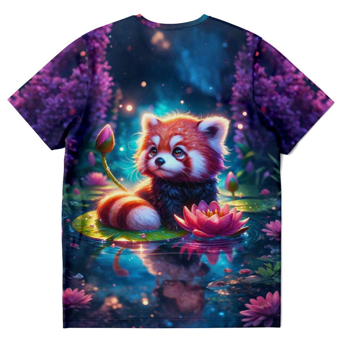 Dreamer T-Shirt Miko Limited Edition mit niedlichem rotem Panda auf einem Lotusblatt im magischen Teich