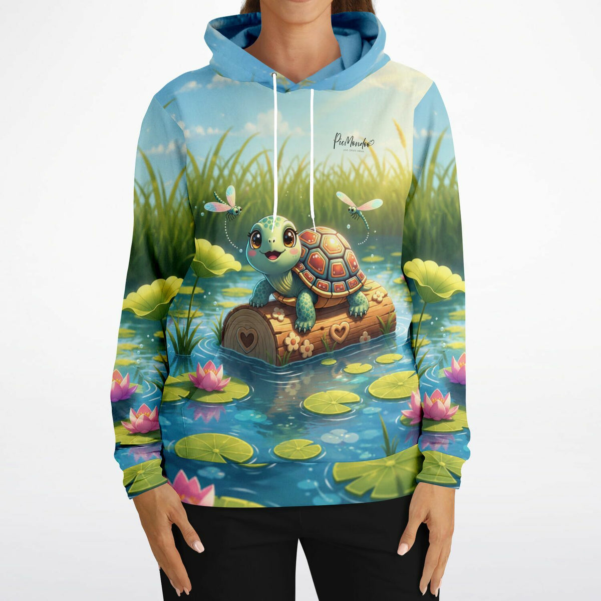 Dreamer Hoodie mit niedlichem Schildkrötenmädchen Karla Motiv im bunten Natur-Design für Fans von Malen nach Zahlen