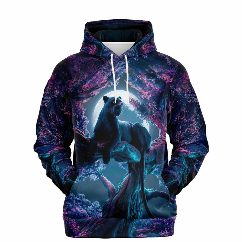 Dreamer Hoodie mit Black Panther Kirschblütentraum Motiv, im Stil hochwertiger Diamond Painting Kunstwerke gestaltet.