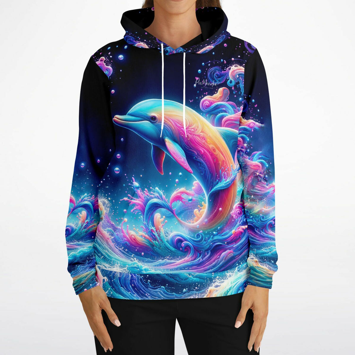 Dreamer Hoodie mit Delfin im Farbenmeer Motiv, perfekt für Fans von kreativen Malen nach Zahlen und Diamond Painting Designs