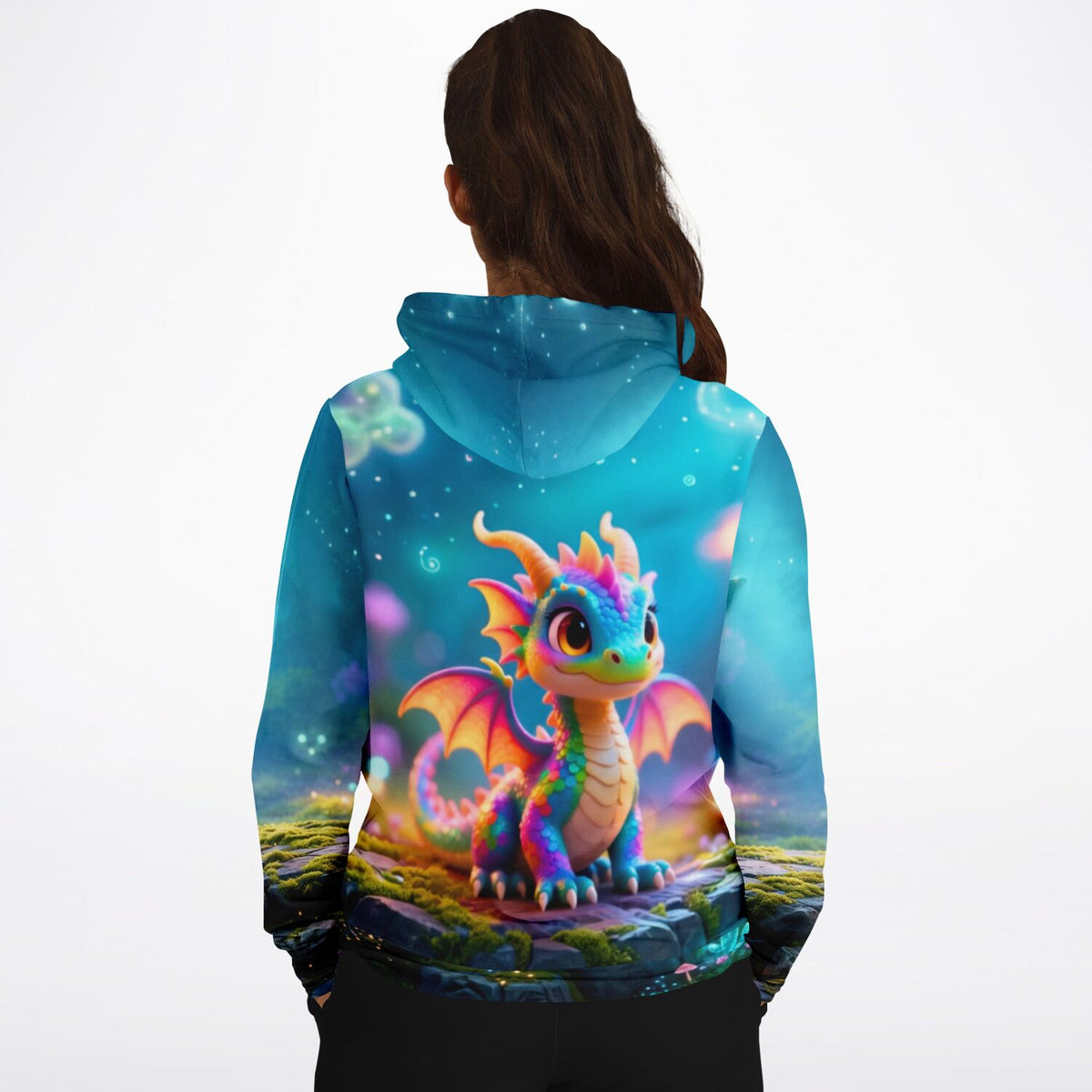 Hoodie mit buntem Drachen-Motiv im Stil von Diamond Painting und Malen nach Zahlen Kunstwerken