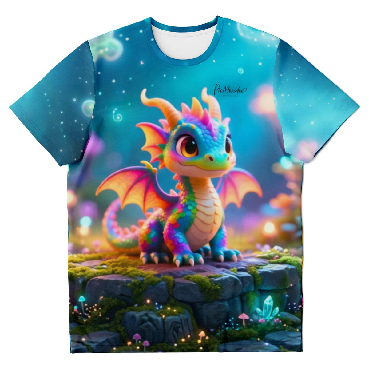 T-Shirt mit buntem Drachen-Motiv im Stil von Diamond Painting und Malen nach Zahlen für Fantasie-Fans