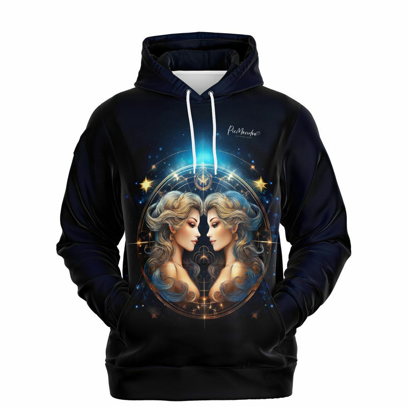 Schwarzer Picmondoo Dreamer Hoodie mit Sternzeichen Zwilling Motiv im magischen Design für Fans von Diamond Painting