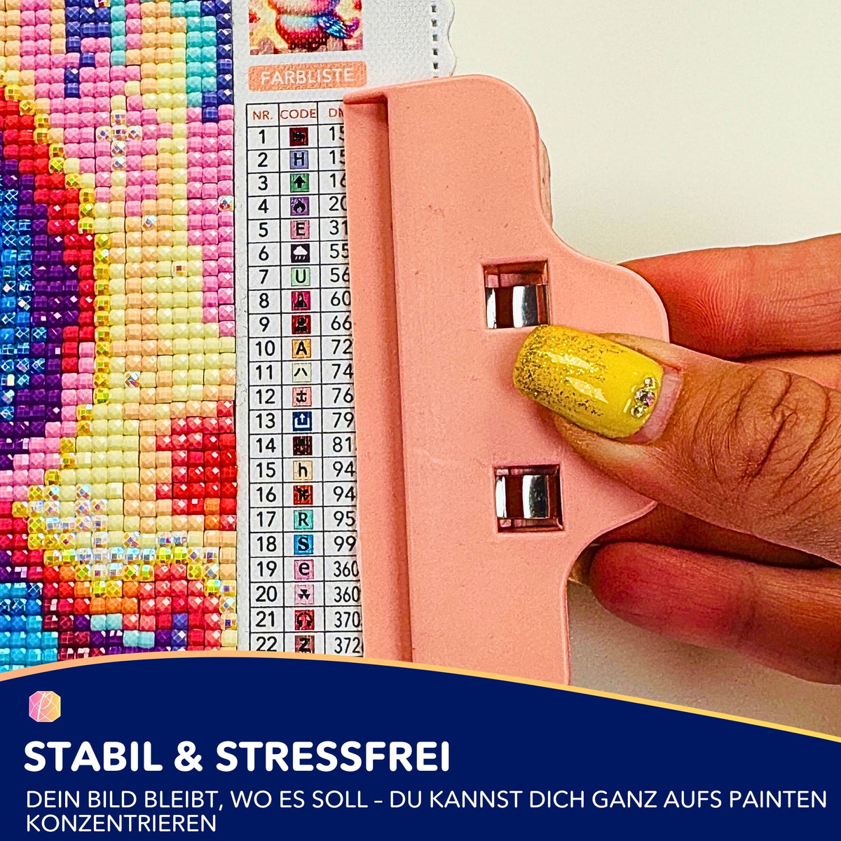 Rosa Diamond Painting Clips zum Fixieren einer Leinwand am Ständer für ein stabiles Diamanten Painting Erlebnis