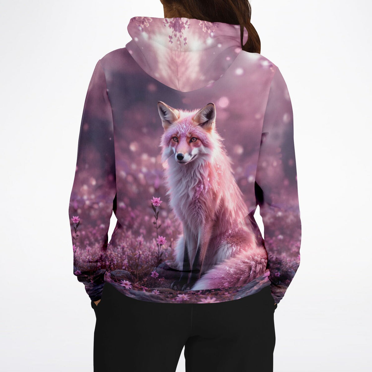 Dreamer Hoodie Trixi mit künstlerischem Fuchs-Motiv in Pink, ideal als Inspiration für dein Diamond Painting Design.