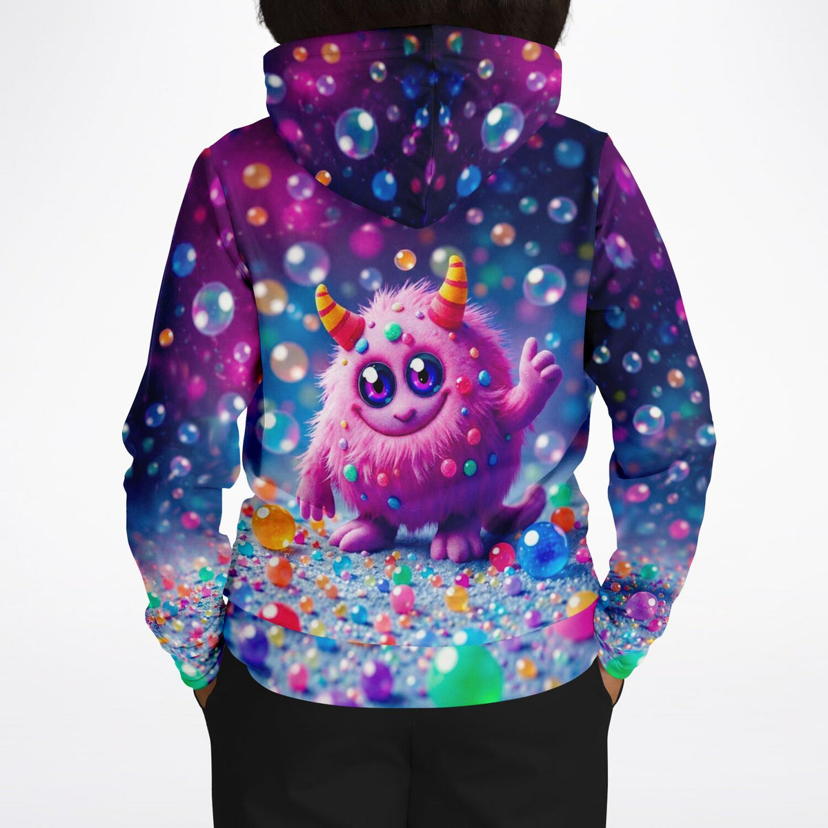Hoodie mit niedlichem, flauschigem Monster-Motiv im Stil unserer Diamond Painting und Malen nach Zahlen Designs