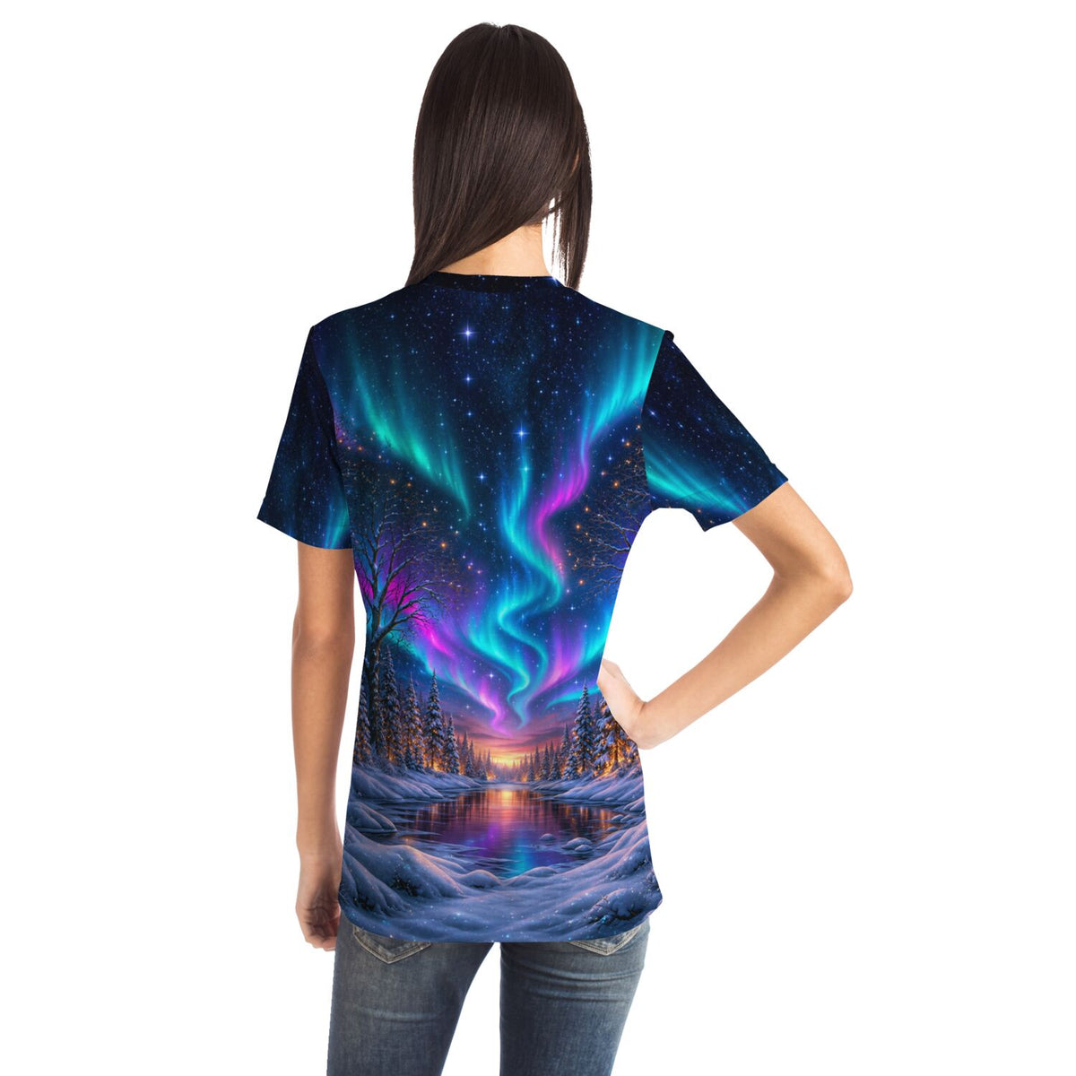 T-Shirt mit Nordlichter-Motiv, inspiriert durch Diamond Painting und Malen nach Zahlen Designs für Erwachsene