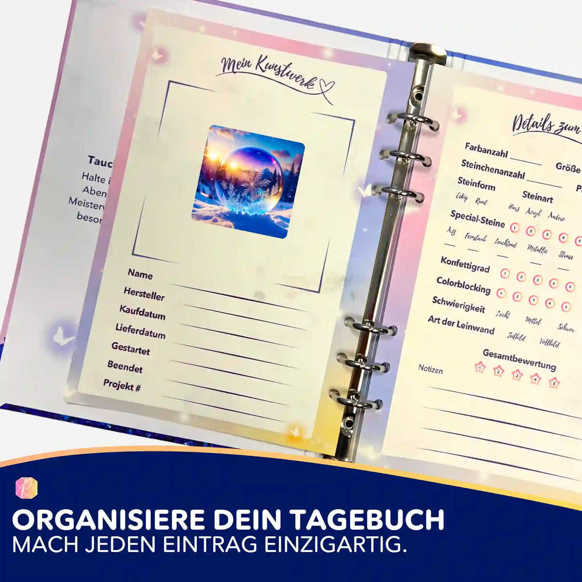 Picmondoo Diamond Painting Aufkleber-Set Kristallwelt zur Organisation im Tagebuch für Diamanten Painting Projekte