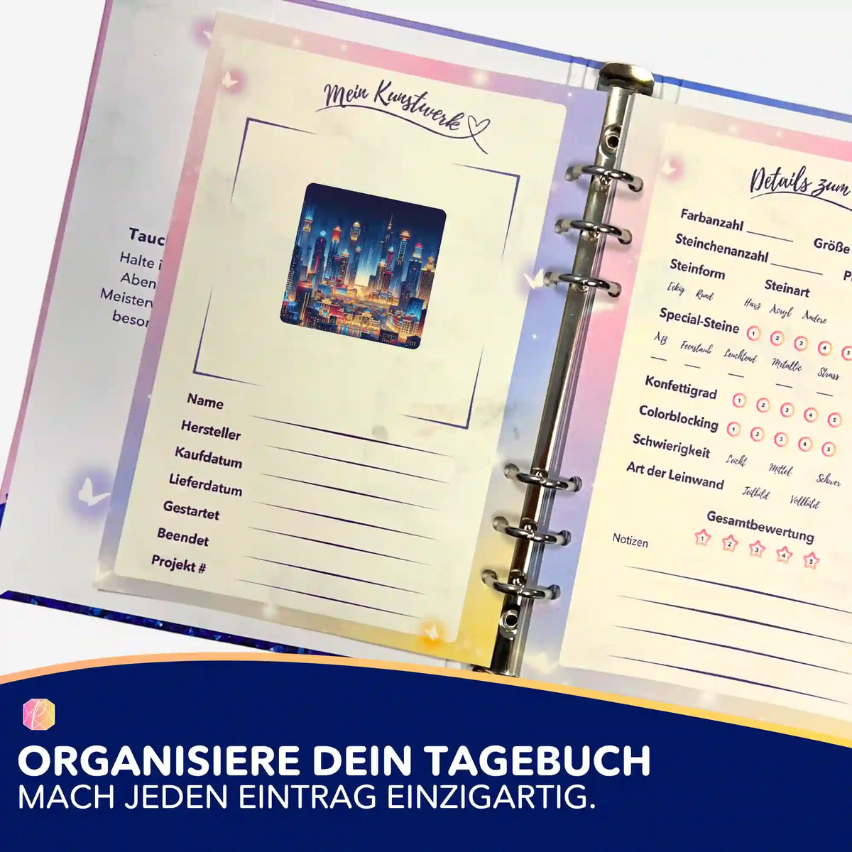 Picmondoo Diamond Painting Aufkleber Stadt der Lichter zur Organisation im Tagebuch für DIY-Kunstwerke